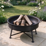 Folding steel fire bowl seen from another angle