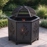 Hexagonal fire pit seen from another angle