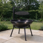 Swing-arm fire pit seen from another angle