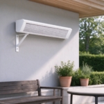White wall-mounted heater seen from another angle